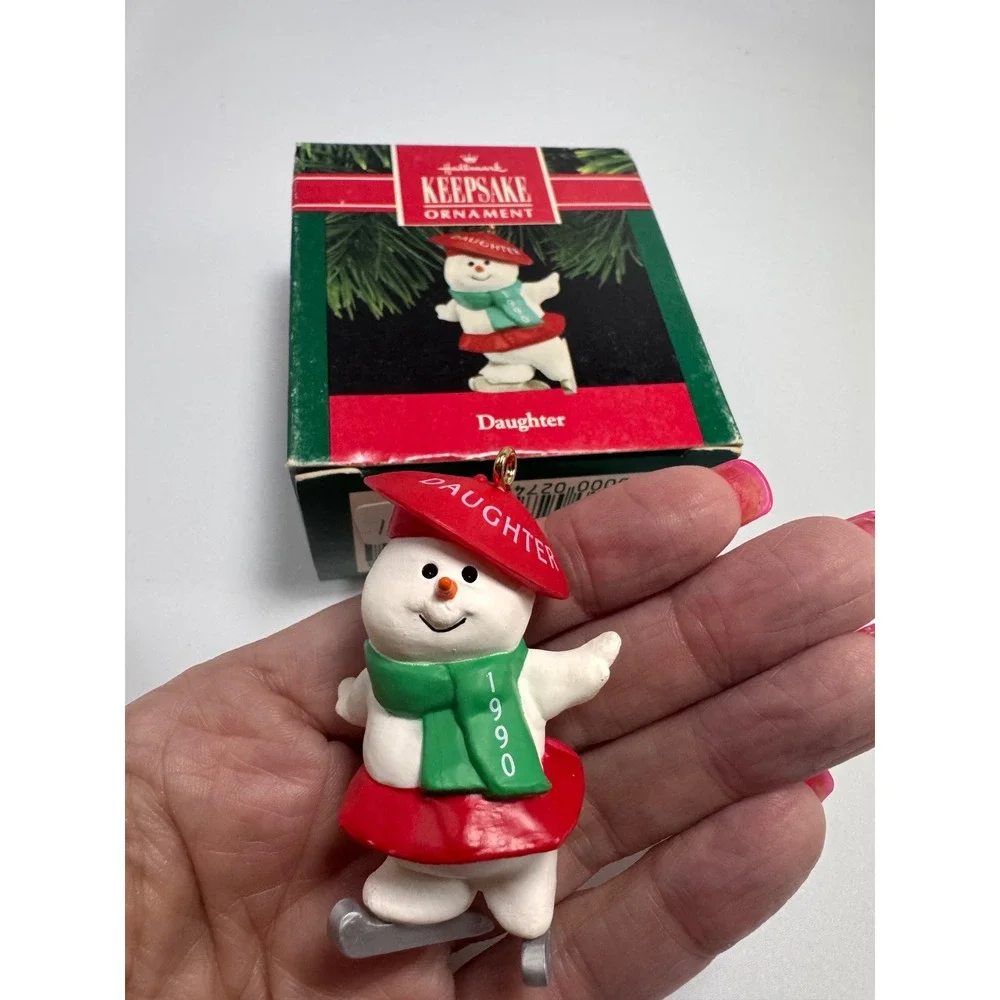 Hallmark Keepsake Ornament 1990 Daughter Snowman Ice Skater Vintage Handcrafted